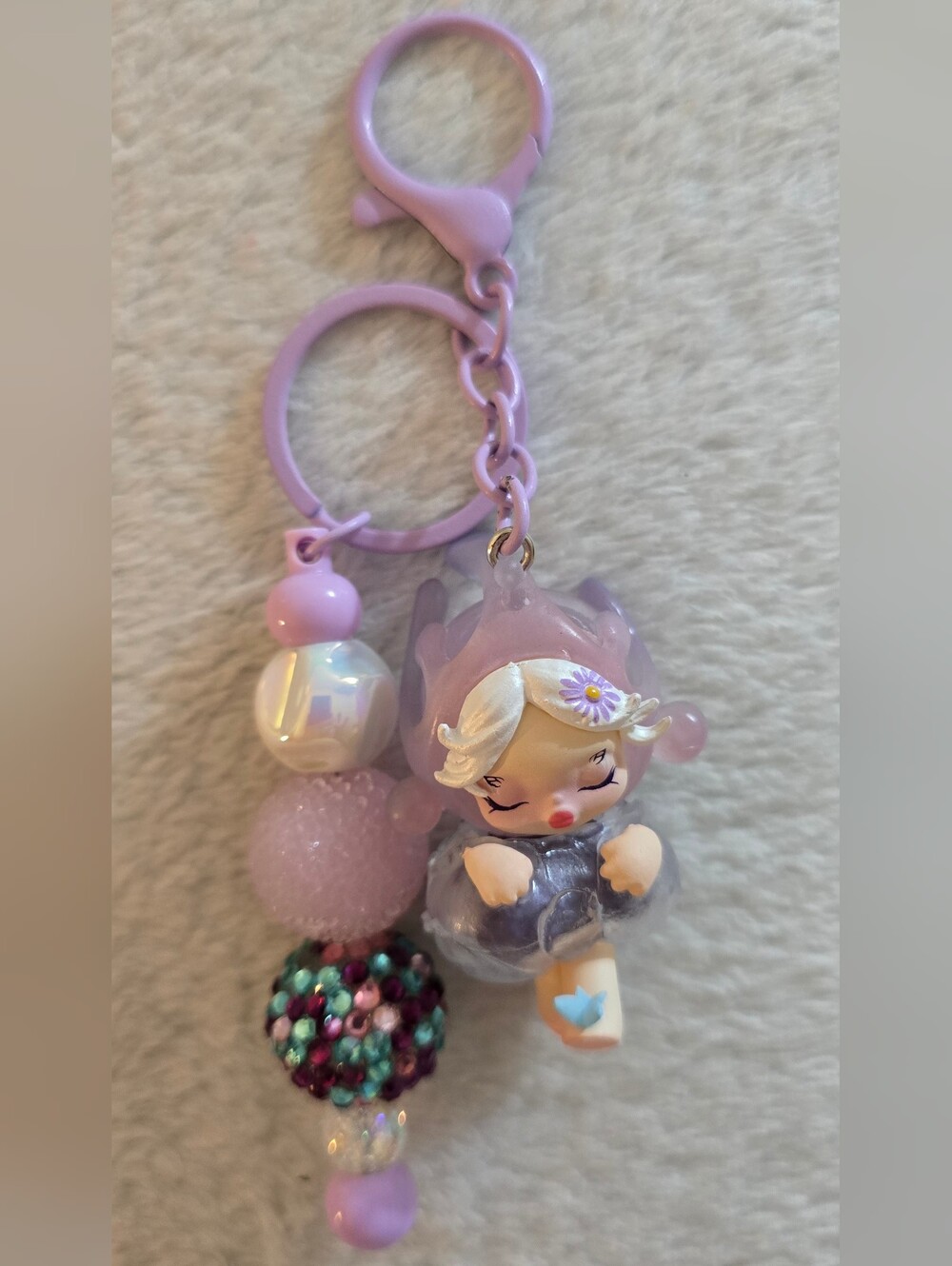 Lilac Beaded Keychain/Bag Charm - Skullpanda (Inspired)